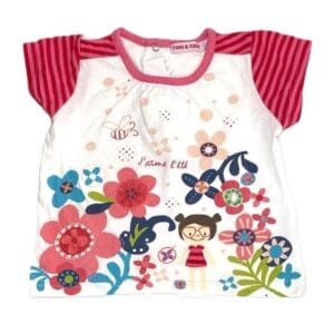 t-shirt bébé fille blanc fleuri