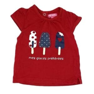 T-shirt bébé fille rouge glaces