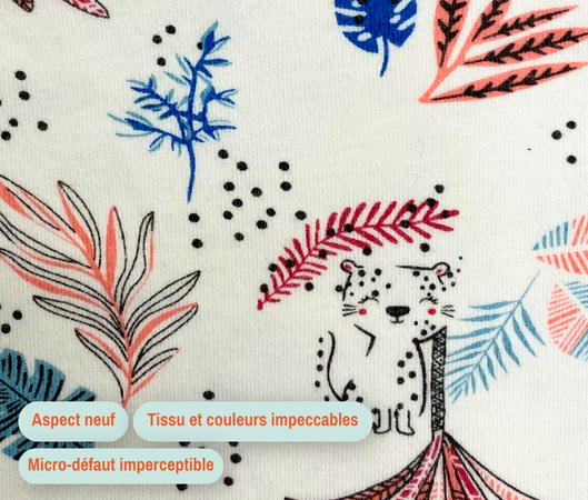 Aspect neuf, Tissus et couleurs impeccables, Micro-défaut imperceptible